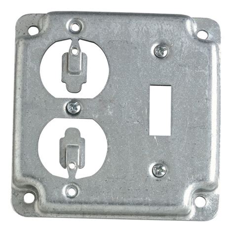 2-gang 4 in square metal electrical box cover|2 gang outlet box cover.